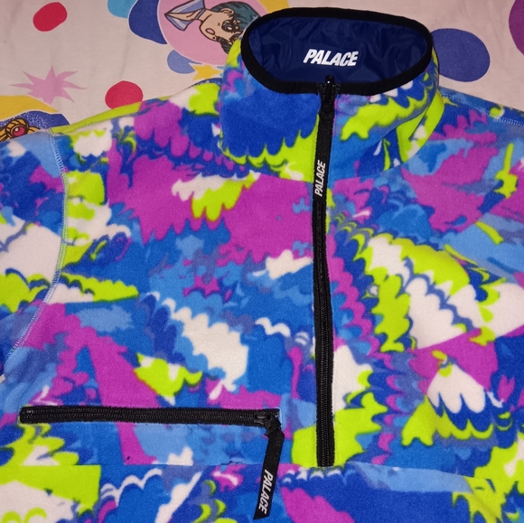 2016 Palace Reversible Windbreaker Fleece Jacket Navy Blue Tie Dye Skateboards - Picture 3 of 12